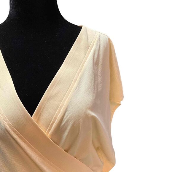 Athleta Womens Yellow Short Sleeve Midi V-Neck Wrap Dress Size 3X - Picture 2 of 5